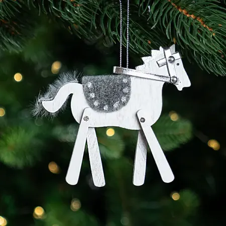Украшение декоративное подвесное KREAFORTA Конь 11 см белый