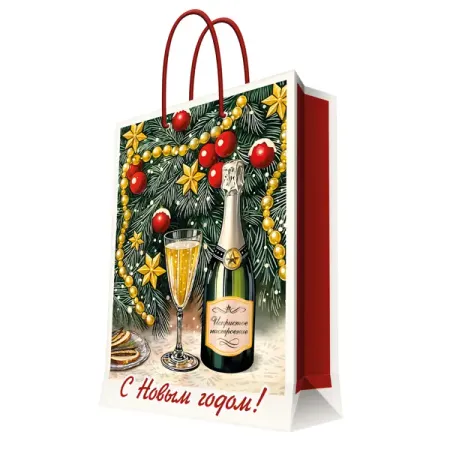 Подарочный пакет Шампанское 10.2x33 см