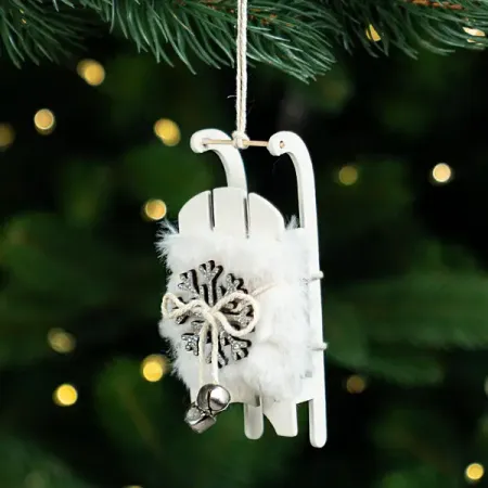 Украшение декоративное подвесное KREAFORTA Санки 11 см бежевый