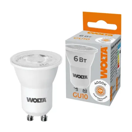 Лампочка светодиодная Wolta MR11 GU10 6 Вт нейтральный белый свет