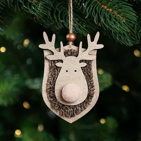 Украшение декоративное подвесное KREAFORTA Олень 12 см бежевый