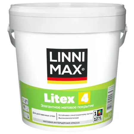 Краска для стен и потолков моющаяся Linnimax Litex 4 матовая цвет белый база A 0.9 л