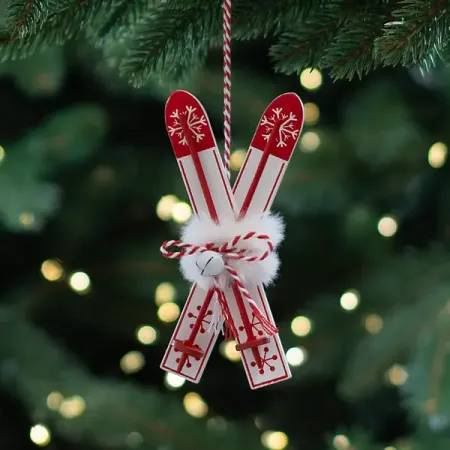 Украшение декоративное подвесное KREAFORTA Лыжи 12 см красный
