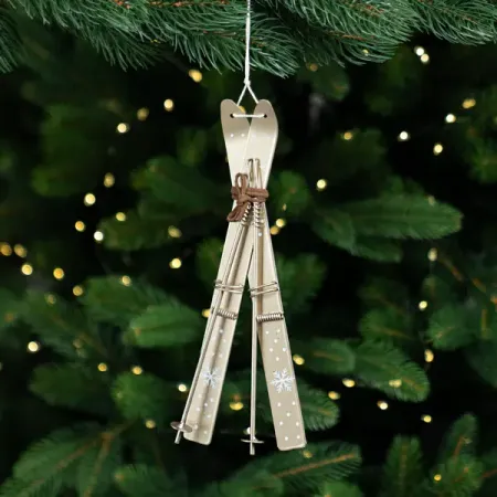 Украшение декоративное подвесное KREAFORTA Лыжи 23 см шампань