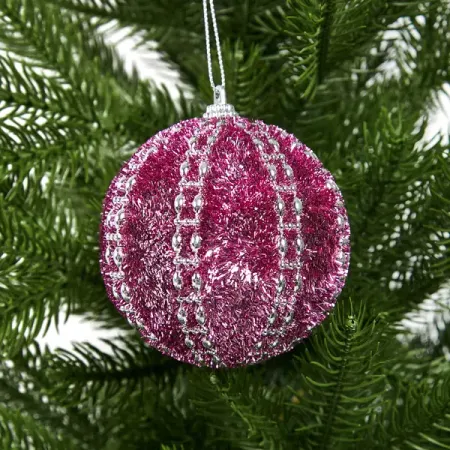 Шар елочный KREAFORTA с декором ø8 см фуксия