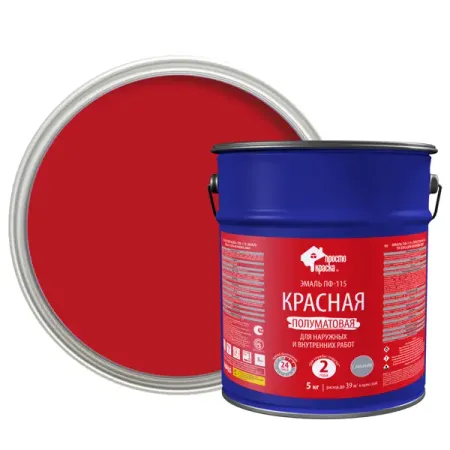 Эмаль ПФ-115 ПростоКраска цвет красный 5 кг