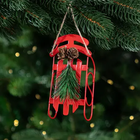 Украшение декоративное подвесное KREAFORTA Санки 13 см красный