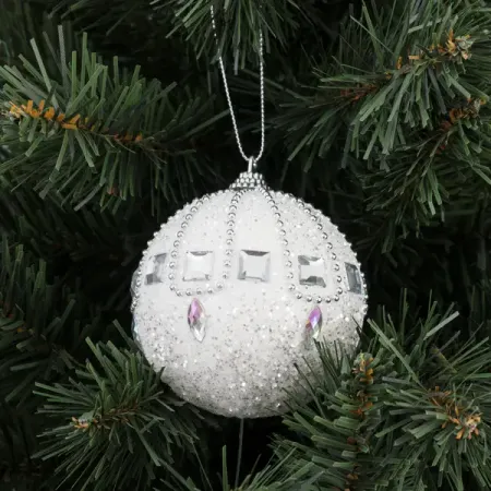 Шар елочный KREAFORTA с декором ø8 см белый