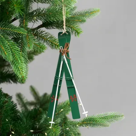 Украшение декоративное подвесное KREAFORTA Лыжи 23 см зеленый