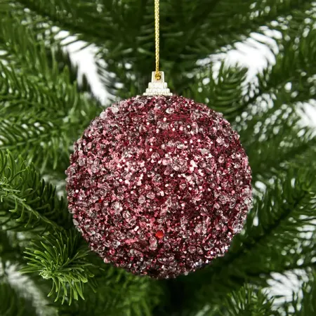 Шар елочный KREAFORTA с блестками ø8 см темно-розовый