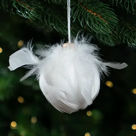 Шар елочный KREAFORTA с перьями ø8 см белый