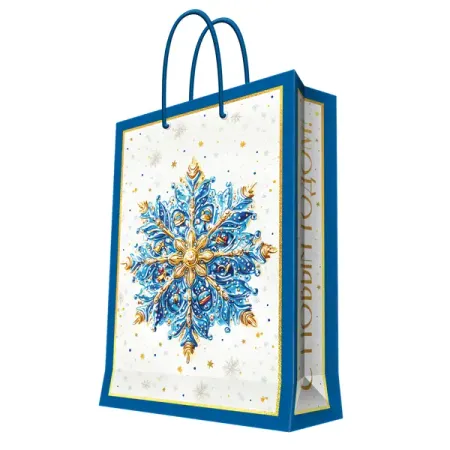 Подарочный пакет Снежинка 10.2x33 см деревянная заготовка на бечевке снежинка пакет 11 00500 lyc 752018