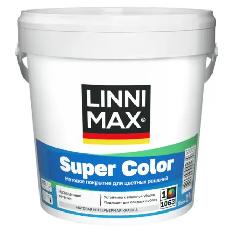 Краска для стен и потолков моющаяся Linnimax Super Color матовая цвет белый база A 0.9 л