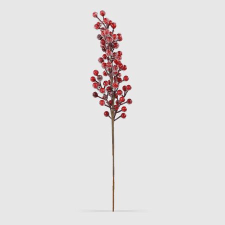 Ветвь с ягодами French garden красная, заснеженная 50 см