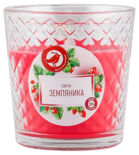 Свеча АШАН Красная птица с ароматом земляники в стакане, 30 ч