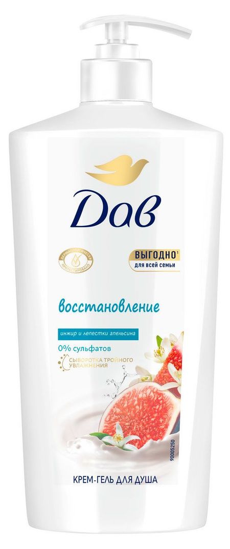 Крем-гель для душа Дав Бессульфатный инжир и лепестки апельсина с сывороткой тройного увлажнения, 610 мл