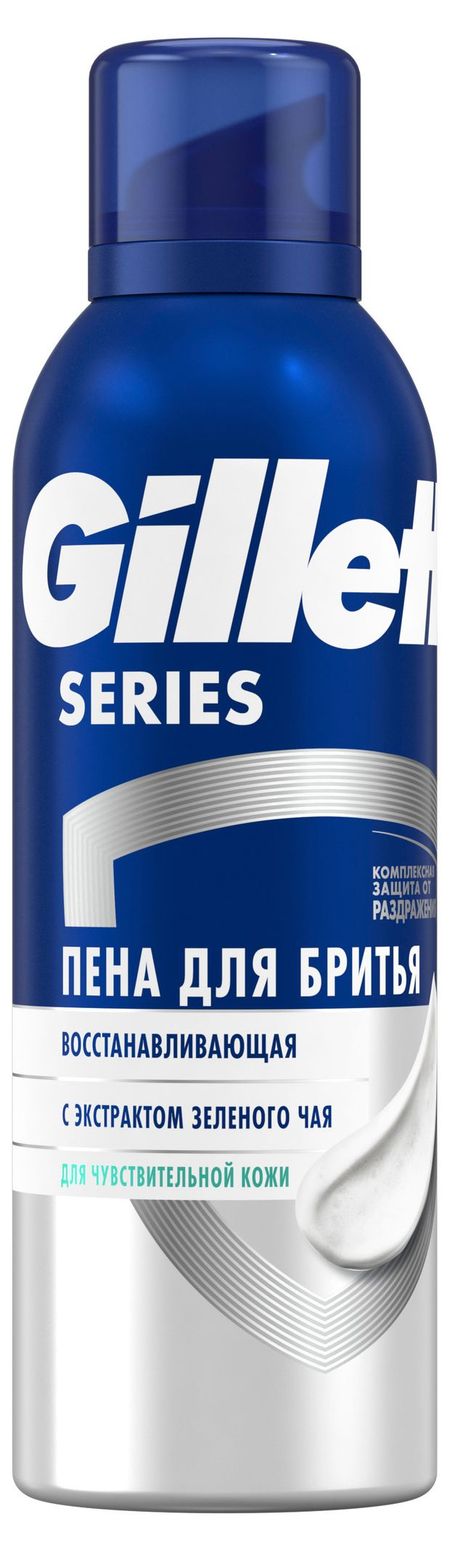 Пена для бритья Gillette Восстанавливающая с экстрактом зеленого чая, 200 мл