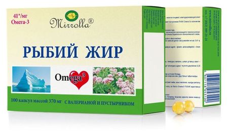 Рыбий жир Мирролла с валерианой и пустырником 370 мг капсулы, 100 шт