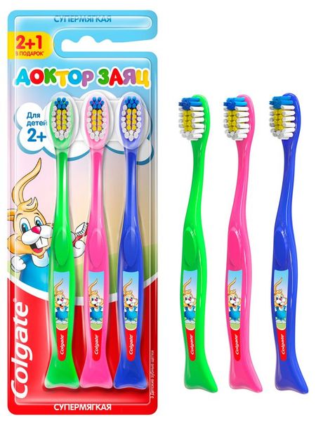 Зубная щетка детская Colgate Доктор Заяц супермягкая 2+ Вьетнам