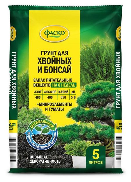 Грунт для хвойных и бонсай Фаско Цветочное счастье, 5 л