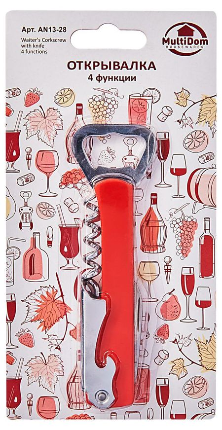 Открывалка для банок и бутылок Мультидом, 8х1,2х21 см