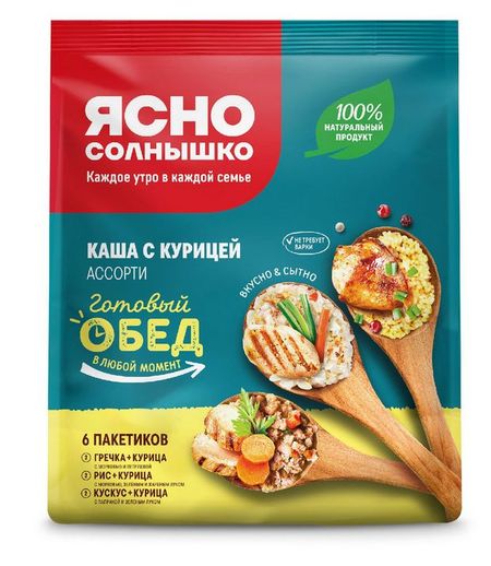 Каша с курицей Ясно солнышко Ассорти, 6х40 г