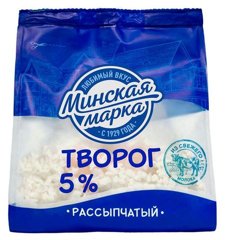 Творог рассыпчатый Минская марка 5% БЗМЖ Беларусь, 350 г