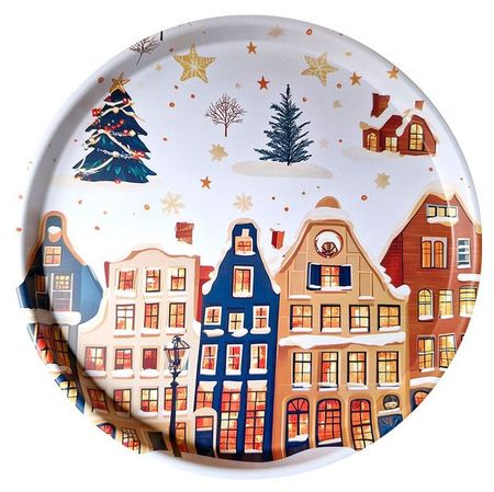 Поднос сервировочный Вокруг света жестяной Амстердам, d 33 см