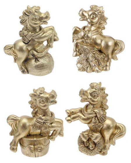 Фигурка декоративная Лошадка золотистая, 8 см, 1 шт в ассортименте