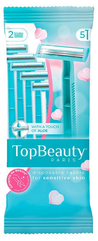 Станок для бритья женский TopBeauty Paris 2 лезвия одноразовый, 5 шт