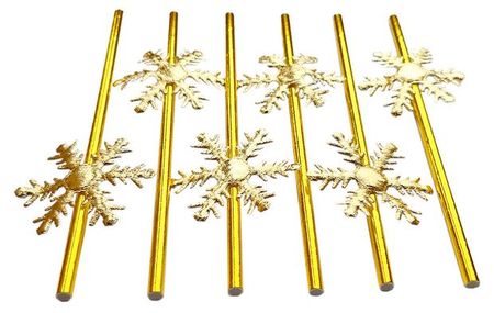 Трубочки для напитков бумажные Волшебная идея Снежинки, 19,5 см, 6 шт