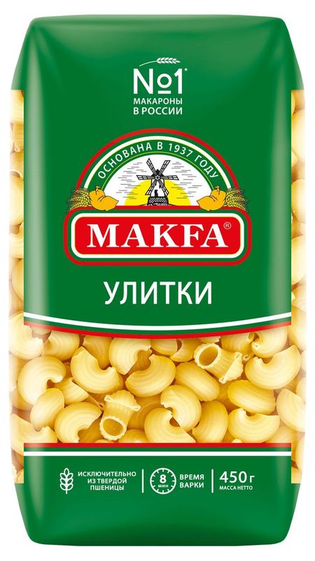 Макаронные изделия Makfa улитки, 450 г кёрсти эпплбаум удивительная ия