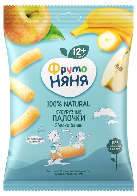 Палочки кукурузные ФрутоНяня яблоко банан с 12 мес., 20 г