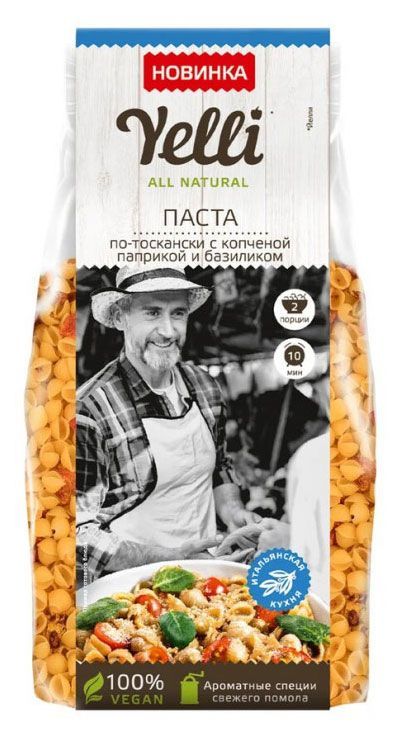Макаронные изделия Yelli по Тоскански с копченой паприкой и базиликом Паста, 180 г