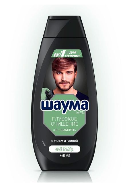 Шампунь для волос Шаума Men Глубокое очищение 3в1 для волос тела и лица, 360 мл