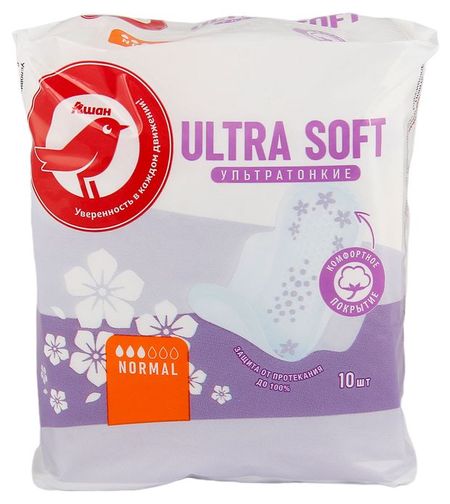 Прокладки гигиенические АШАН Красная птица Ультра Нормал Софт, 10 шт