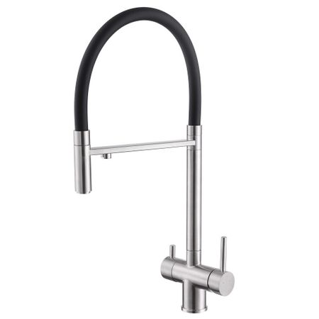 Смеситель для кухни Abber Wasser Kreis сатин с высоким изливом с подключением к фильтру однорычажный (AF81141SP)