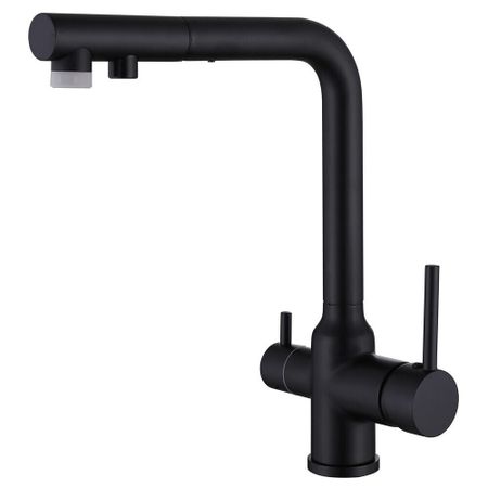 Смеситель для кухни Abber Emotion черный с высоким изливом с подключением к фильтру однорычажный (AF8814B)