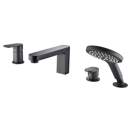 Смеситель на борт ванны WasserKraft Elbe 7400 черный однорычажный с лейкой (7455)