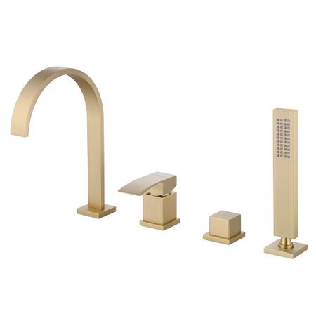 Смеситель на борт ванны Abber Wasserfall золото однорычажный с лейкой (AF8613G)