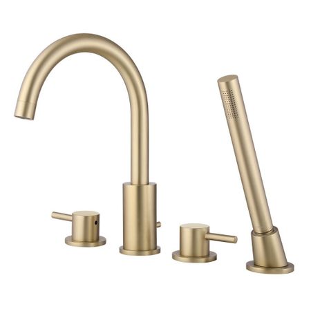 Смеситель на борт ванны Abber Wasser Kreis золото однорычажный с лейкой (AF8113G)