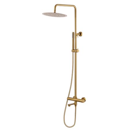 Душевая система Swedbe Select с верхним душем с лейкой с термостатом золото (2790GO)