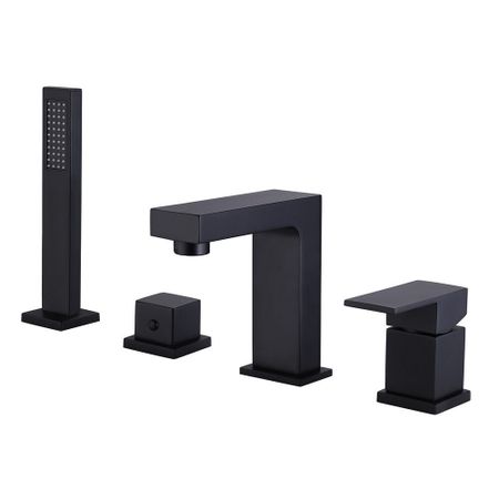 Смеситель на борт ванны Abber Daheim черный однорычажный с лейкой (AF8213B)