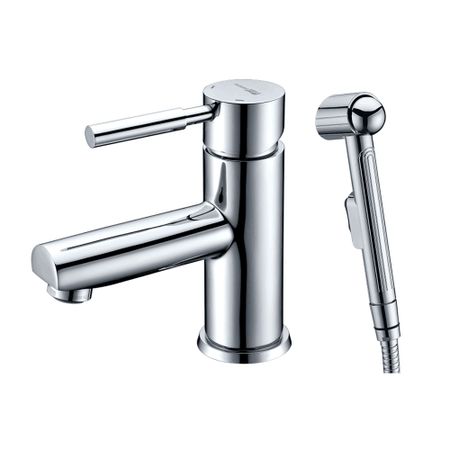 Смеситель для раковины с гигиеническим душем WasserKraft Main хром однорычажный (4108)