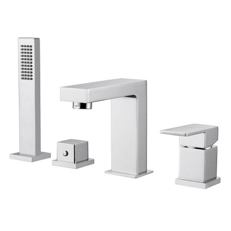 Смеситель на борт ванны Abber Daheim хром однорычажный с лейкой (AF8213)