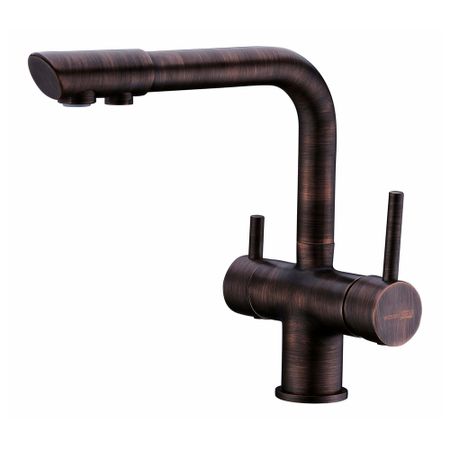 Смеситель для кухни WasserKraft античная бронза с подключением к фильтру однорычажный (A8047)