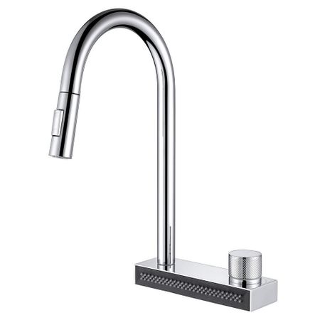 Смеситель для кухни Abber Kreis хром с высоким изливом с водопадом с вытяжной лейкой (AF8114)