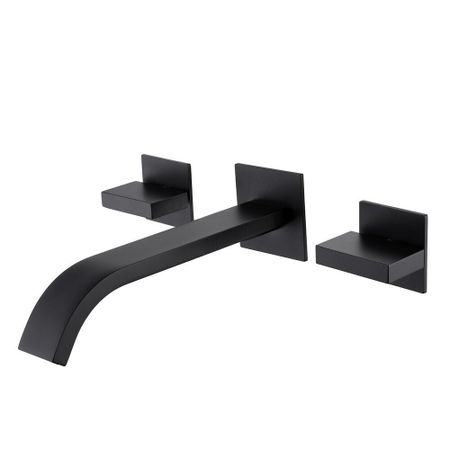 Смеситель для раковины встраиваемый Abber Wasserfall черный двухвентильный (AF8612B)