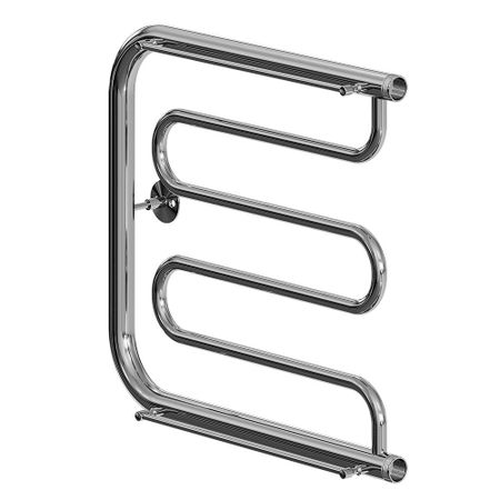 Полотенцесушитель водяной MyFrea ПМ-1 500х500 мм фокстрот с боковым подключением 500 мм с полкой хром