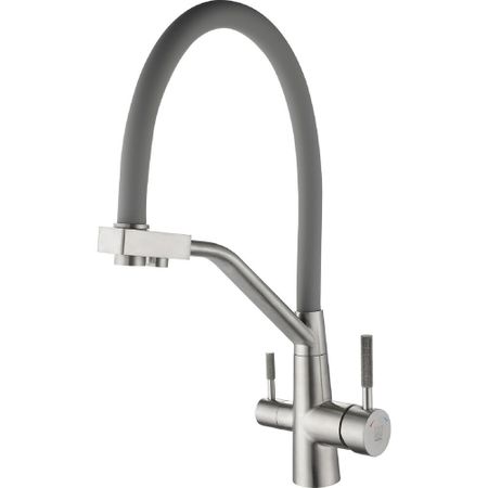 Смеситель для кухни ARGOtech Solid серый с гибким изливом с подключением к фильтру однорычажный (35-11 SOLID grey)